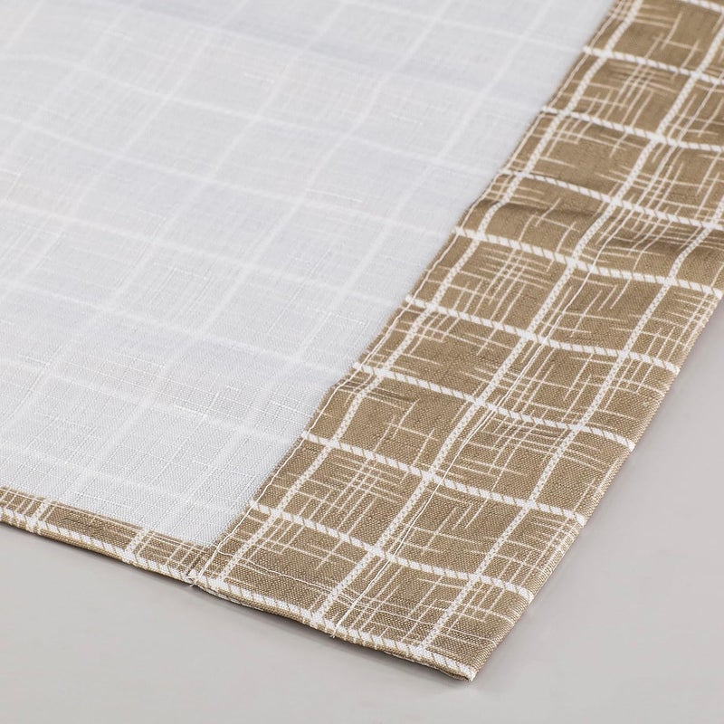 Decotex 3 Piece Live Love Laugh Gingham Check Plaid Kitchen Window Curtain Tiers and Valance Set (Taupe, 36" Tiers with 14" Valance) - Image 3